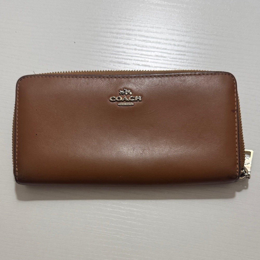 Coach Tan Leather Zip Wallet